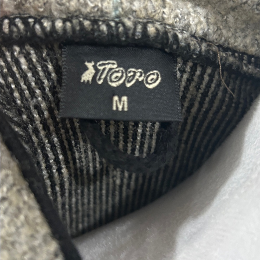 Vintage Toro Boiled Wool Blend A-Line Car Coat Grey Black Trim Size M - Picture 2 of 12
